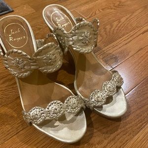 Jack Rogers Platinum Wedge Sandal (Size 6)